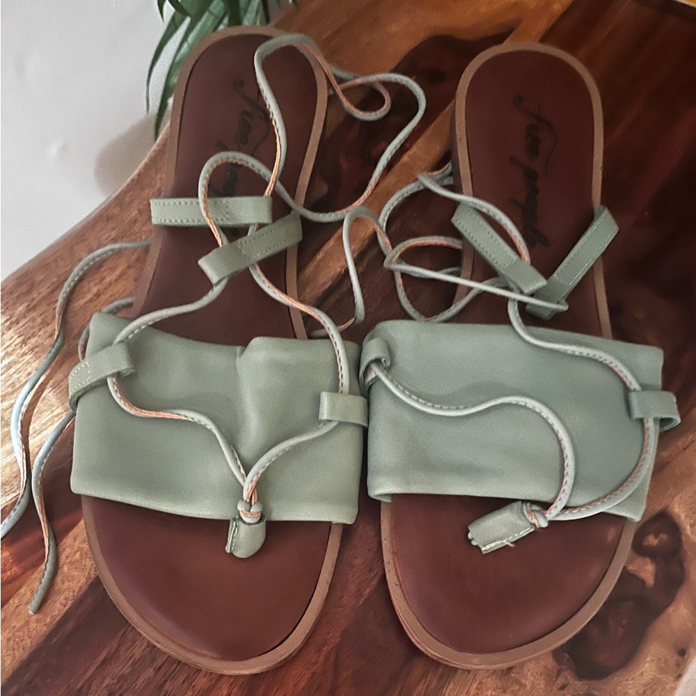 Free People | green strappy tie up sandal